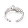 Clear Cubic Zirconia Circle Ring Open Cuff Ring RJEW-E072-19P-3