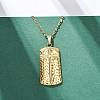 Texture Rectangle with Cross 304 Stainless Steel Pendant Necklaces NJEW-H059-12G-3