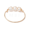 Round Natural Cultured Freshwater Pearl Finger Rings RJEW-JR00851-01-4