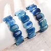 Oval Natural Banded Agate(Dyed & Heated) Beaded Stretch Bracelets for Women Men GG-CBA9ACE-A10-1