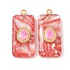 304 Stainless Steel Resin Pendants STAS-F352-07C-04-1