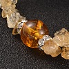 Chips Natural Citrine(Dyed & Heated) & Quartz Crystal(Dyed & Heated) Beaded Stretch Bracelets BJEW-JB02131-06-2