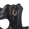 Brass Natural Amethyst Hoop Earrings EJEW-TA00782-03-4