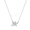 304 Stainless Steel Crystal Rhinestone Initial Pendant Necklaces FS-WGCEFCC-13-1