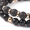 2Pcs 2 Style Natural Lava Rock & Wood & Synthetic Hematite Stretch Bracelets Set BJEW-JB08417-6