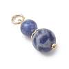 3Pcs 3 Styles Dyed Natural Quartz & Blue Spot Jasper & Lapis Lazuli Round Beaded Pendants PALLOY-JF04701-01-4