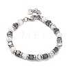 Natural Howlite & Magnetic Synthetic Hematite Round Beaded Bracelet BJEW-P339-02P-06-1