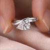 Brass Pave Single Cubic Zirconia Finger Rings for Women ZK8046-6-3