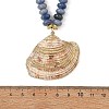 Ocean Electroplated Natural Scallop Shell Pendant Natural Blue Aventurine(Dyed & Heated) Rondelle Braided Bead Necklaces NJEW-JN06445-03-4