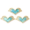 Rack Plating Brass Micro Pave Clear Cubic Zirconia Heart Links Connector Charms KK-K385-087G-1