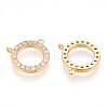 Brass Micro Pave Clear Cubic Zirconia Charms KK-N254-169G-2