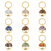 Gemstone Chip Tree of Life Pendant Keychain with Tibetan Style Alloy Charm and Brass Keychain Clasps KEYC-AB00021-1