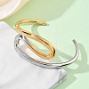 Two Tone 304 Stainless Steel Cuff Bangles for Women BJEW-F540-01GP-4