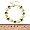 Brass Micro Pave Cubic Zirconia Link Chain Bracelets for Women BJEW-D457-01G-02-5