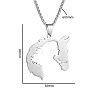 201 Stainless Steel Girl Cut Out Horsehead Pendant Necklaces for Women WGF6804-01-2