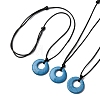 Ring Natural & Synthetic Mixed Gemstone Pendant Black Waxed Cord Adjustable Necklaces NJEW-G169-02-6