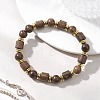 Natural Wenge Wood & Non-magnetic Synthetic Hematite Beads Stretch Bracelets for Women Men BJEW-JB13386-1
