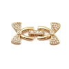 Brass Micro Pave Clear Cubic Zirconia Fold Over Clasps KK-C075-04G-1