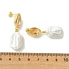 Nuggets with Shell Shape Natural Amber & Natural Cultured Freshwater Pearl Dangle Stud Earrings EJEW-JE07023-5