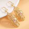 Brass Micro Pave Cubic Zirconia Hoop Dangle Earrings WG2ED89-01-1