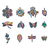 Fashewelry 24Pcs 12 Style Plated Rainbow Color Alloy Pendants FIND-FW0001-20-RS-8