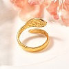 201 Stainless Steel Enamel Snake Open Cuff Ring for Women RJEW-A053-05G-02-2