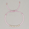 Adjustable Imitation Pearl and Glass Seed Beaded Braided Bracelets for Women NV1607-1-1