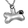 Titanium Steel Dog Bone with Paw Print Pendant Necklaces PW-WG28857-02-1