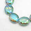 Faceted Electroplate Crystal Glass Oval Beads Strands EGLA-F059B-10-1