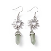 Natural Green Aventurine Bullet with Sun Dangle Earrings EJEW-I276-01P-16-2