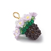Resin Glass Seed Beaded Flower Pendants PALLOY-MZ01106-01-3