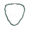 8mm Faceted Round Natural Green Aventurine Beaded Necklaces NJEW-F327-01A-02-2