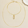 304 Stainless Steel Geometric Hollow Oval Pendant Double Layer Necklaces for Women Casual and Daily Wear DM5109-1