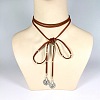 Flat Round Alloy with Suede Cord Lariat Necklaces FS-WG2B7B2-02-1