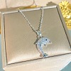 Summer Beach Alloy Crystal Rhinestone Dolphin Pendant Necklaces for Women WGD6FD6-01-2