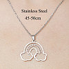 Non-Tarnish 201 Stainless Steel Hollow Rainbow & Cloud Pendant Necklace NJEW-OY001-87-3