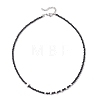 Brass and Faceted Round Natural Black Spinel Beaded Necklaces for Women NJEW-JN05657-02-1