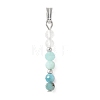 Faceted Round Natural Quartz Crystal & Amazonite & Apatite Beaded Pendants PALLOY-JF03529-03-1