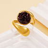 Natural Garnet Chip with 304 Stainless Steel Cuff Open Rings WG3F4EB-07-1