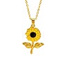 Brass Enamel Sunflower Pendant Necklaces for Women WGCF164-04-2