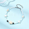 Boho Sea Turtle & Starfish Shell & Synthetic Turquoise Beaded Anklets AJEW-AN00783-1