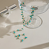 Synthetic Turquoise Chip 304 Stainless Steel Double Layer Hand Chain Ring Bracelets for Women HN5192-3