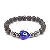 Natural Lava Rock & Synthetic Hematite Stretch Bracelet BJEW-JB08323-03-1