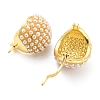 Rack Plating Brass Round Dome Hoop Earrings with Plastic Pearl Beaded EJEW-Q779-04G-2