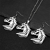 304 Stainless Steel Dangle Earrings & Pendant Necklaces Sets FS-WGE4488-01-1