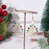 Brass Glass Dangle Earrings EJEW-TA00735-1