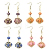 Glass Seed Bead and Synthetic Imperial Jasper Dangle Earrings EJEW-MZ00743-3