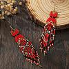 Handmade Bohemian Glass Seed Beads Long Dress Tassel Dangle Earrings MO3708-1-3