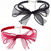2Pcs 2 Colors Gauze Bowknot Fabric Choker Necklaces for Women AJEW-CP0011-95-1