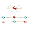 Handmade Eco-friendly Brass Enamel Heart with Evil Eye Link Chain CHC-E025-44G-2